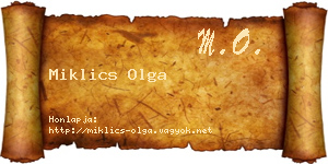 Miklics Olga névjegykártya